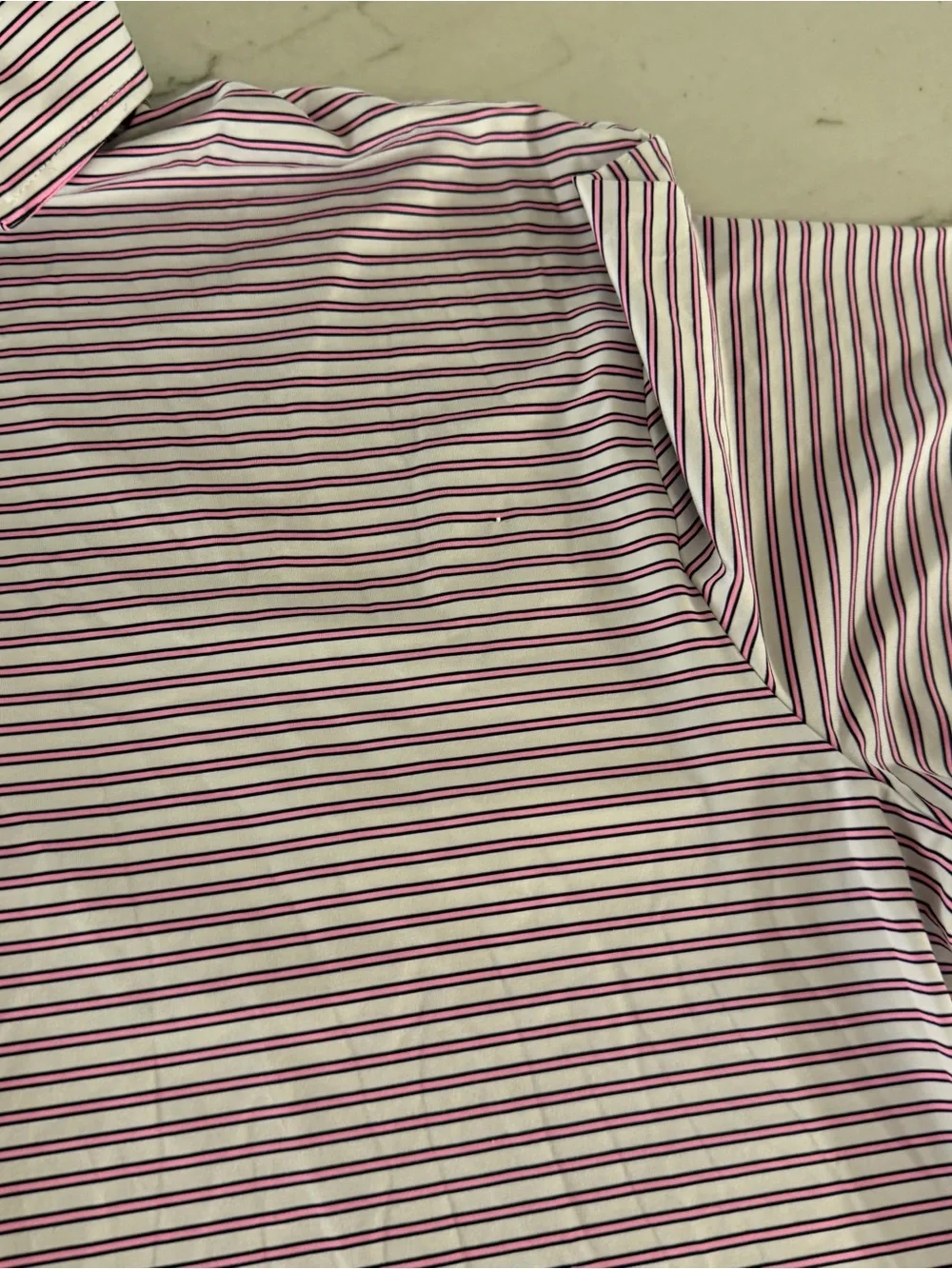 RLX Ralph Lauren Polo Shirt Mens XL Pink Striped Golf Performance Short Sleeve